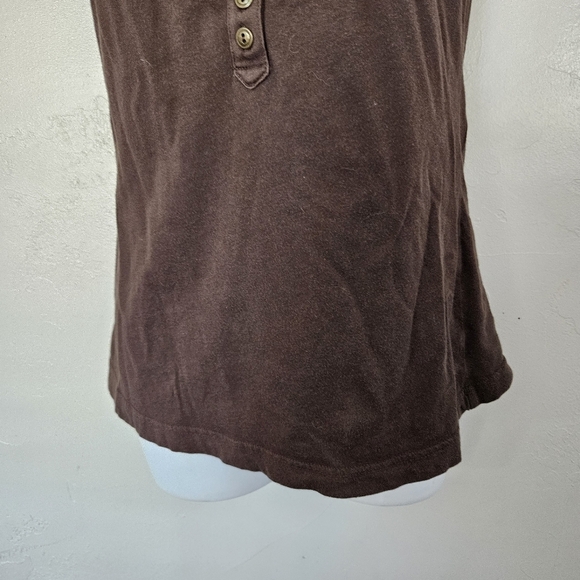 Maurices Women's Medium Brown Short Sleeve Shirt Top Button Henley - Picture 3 of 6